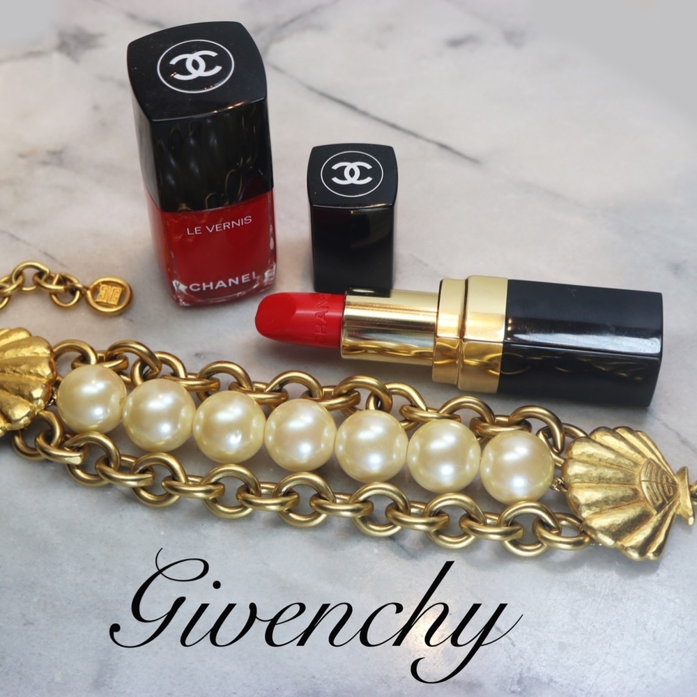 ⚜️ Rare Vintage Givenchy Bijoux Pearl & Gold Seashell Link Adjustable Bracelet ✨ - Picture 16 of 16